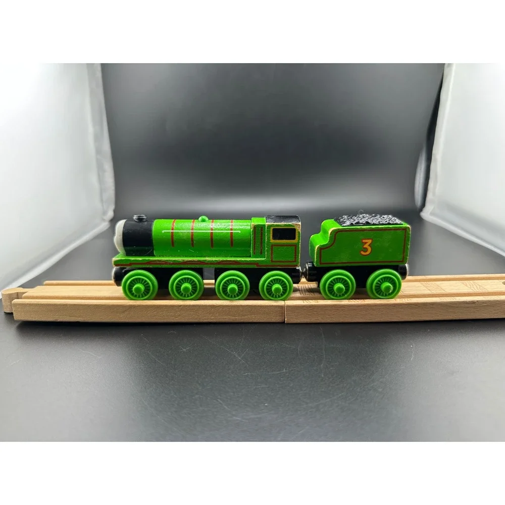Learning Curve Thomas Henry Wooden Railway Train with Tender‎ Vtg 2003 #3 Green